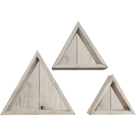 Ekena Millwork Triangle, Closed Back, Vintage Farmhouse Shadow Box Shelves, Barnwood Decor Collection, PK3 DECR15SBTRCBWH